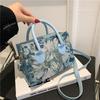 Floral Graphic Satchel Bag For Women Fashion Small Square Bag Fashion Portable Handbag Designer Shoulder Crossbody Bags KTY