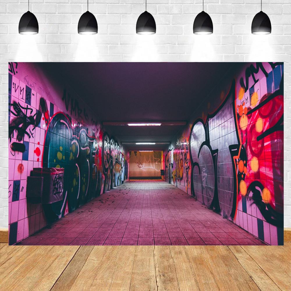 Street Graffiti Brick Wall Photography Tunnel Art Hip Hop Portrait Background Birthday Party Photo Studio Decoration Poster24
