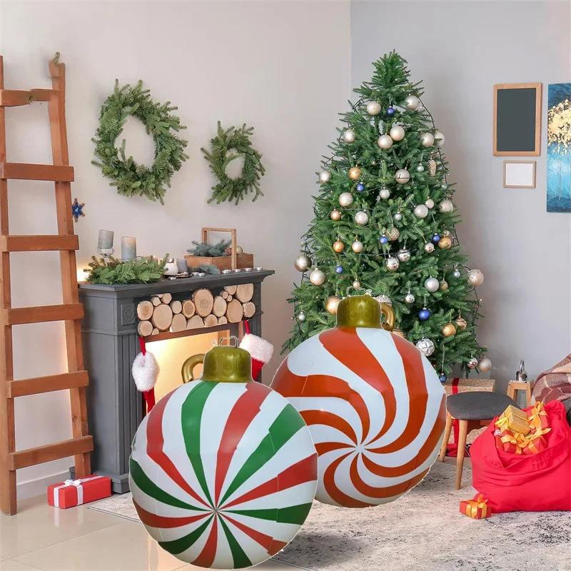 Giant Inflatable Christmas Ball Large Xmas Inflatable Ornaments PVC Outdoor Holiday Blow Ball Outside Yard Porch Decorations