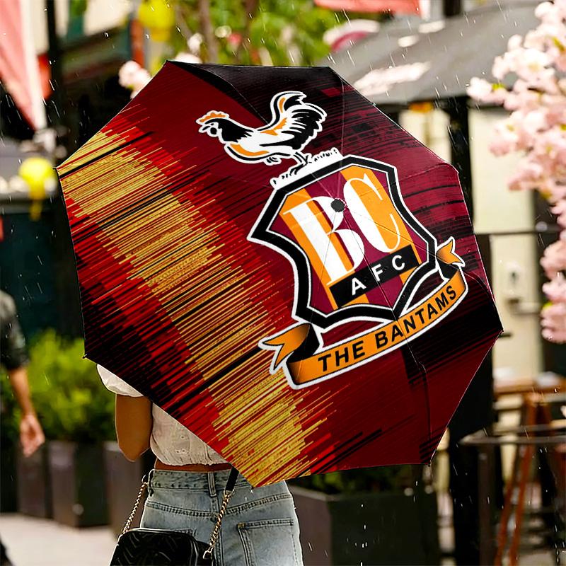 Bradford City AFC Print Umbrella Automatic Opening/ Closing - Portable Foldable Design - Daily use for Travel/Outdoor - Gift for Birthday