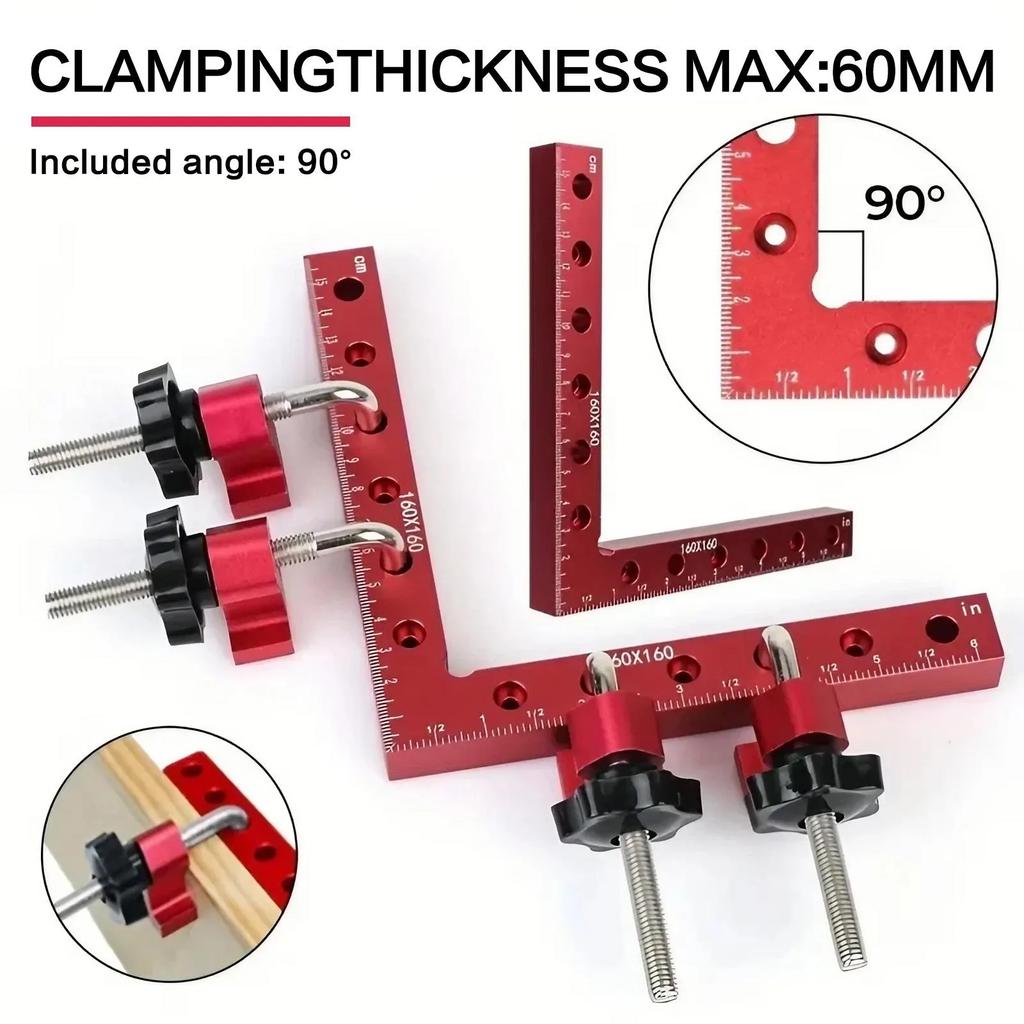 6PCS High Strength Aluminum Alloy Woodworking Clamps 90 Degree Right Angle Fixing Clamps for DIY Wood Splicing Home Projects