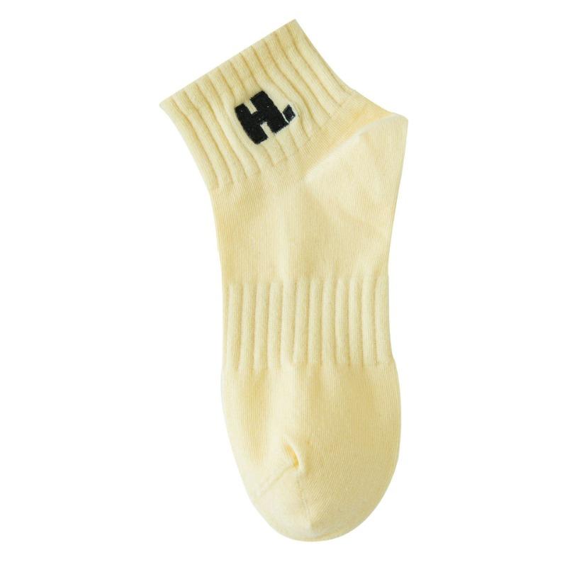 5 Pairs of Women's Spring and Autumn Cotton Short Tube Embroidery Sports Boat Socks