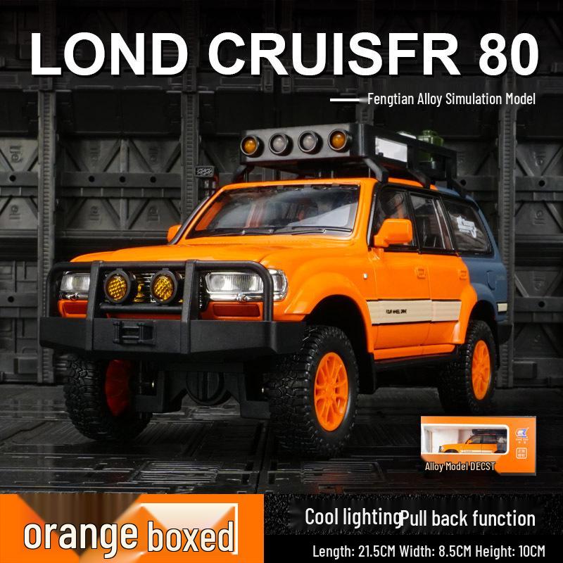

Zhi C4062 Сплав Toyota Land Cruiser LC80 Модель для бездорожья с рулевым управлением, амортизацией, звуком и светом оранжевый