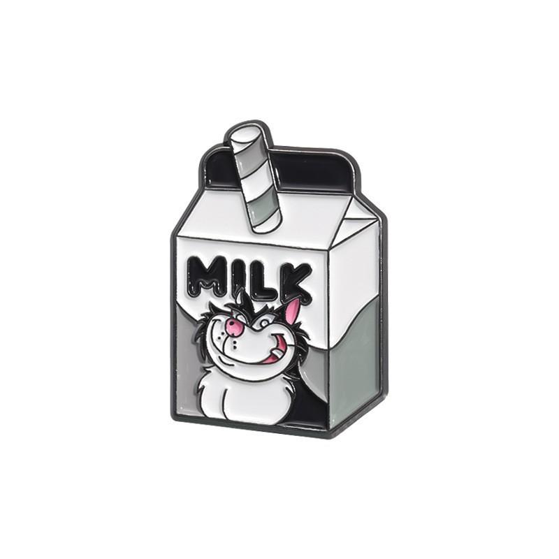 Milk Box Stylish Brooches Creative Alloy Pins For Trendy Men And Women Perfect For Summer 2024 Fashion
