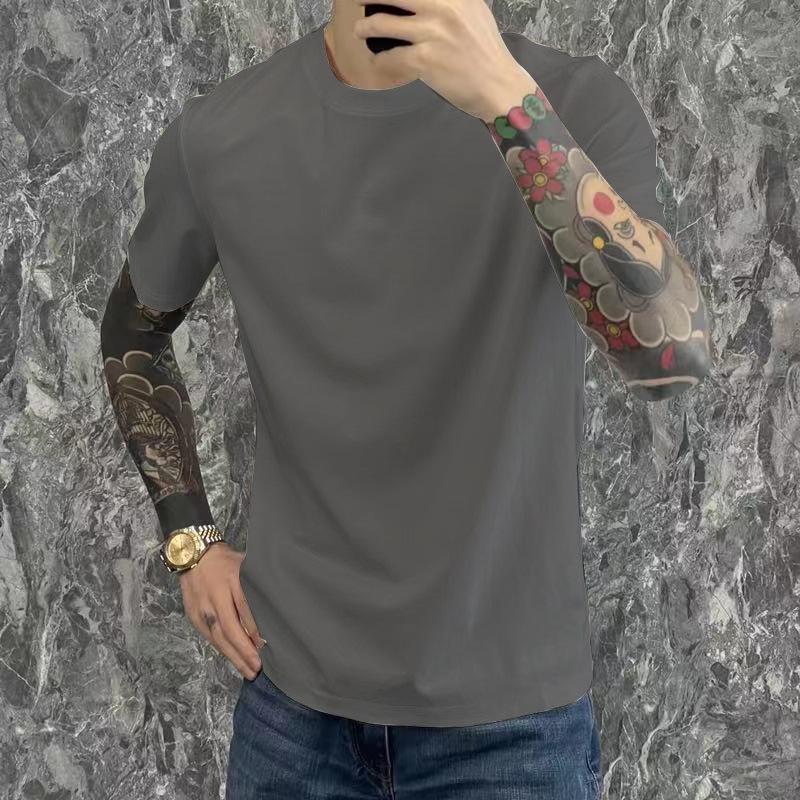 Short-sleeved T-shirt Men's Trend Instagram T-shirt Casual Solid Color Crewneck Clothes Men