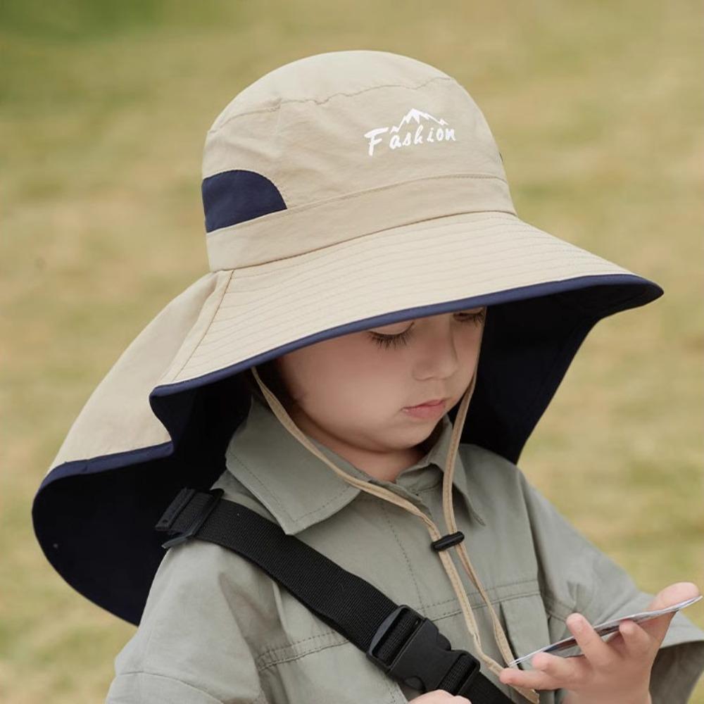 

Sun Protection Kids Sunscreen Hat Shawl Children Beach Cap Quick Dry Baby Fisherman Hat Girls хаки