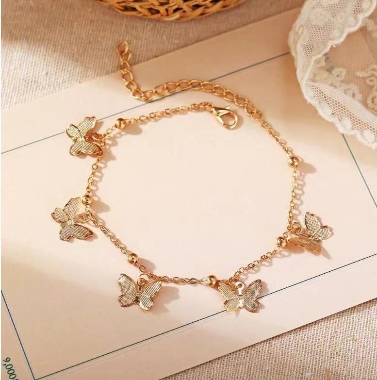 Butterfly Pendant Bracelet, Simple Temperament, Beach Ankle Chain, Foot Accessories, Hollowed Out Butterfly Bracelet