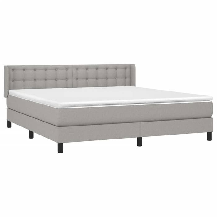 3130041 vidaXL Lit à sommier tapissier avec matelas Gris clair 160x200cm Tissu