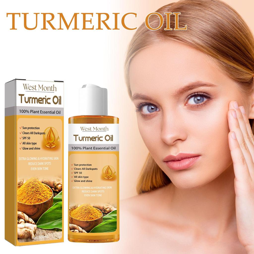 West Month Turmeric Multi-Purpose Essential Oil - 2-in-1 for Facial Brightening/Improving Dullness/Deep Hydration/Moisturizing/Hair Growth/Facial Care