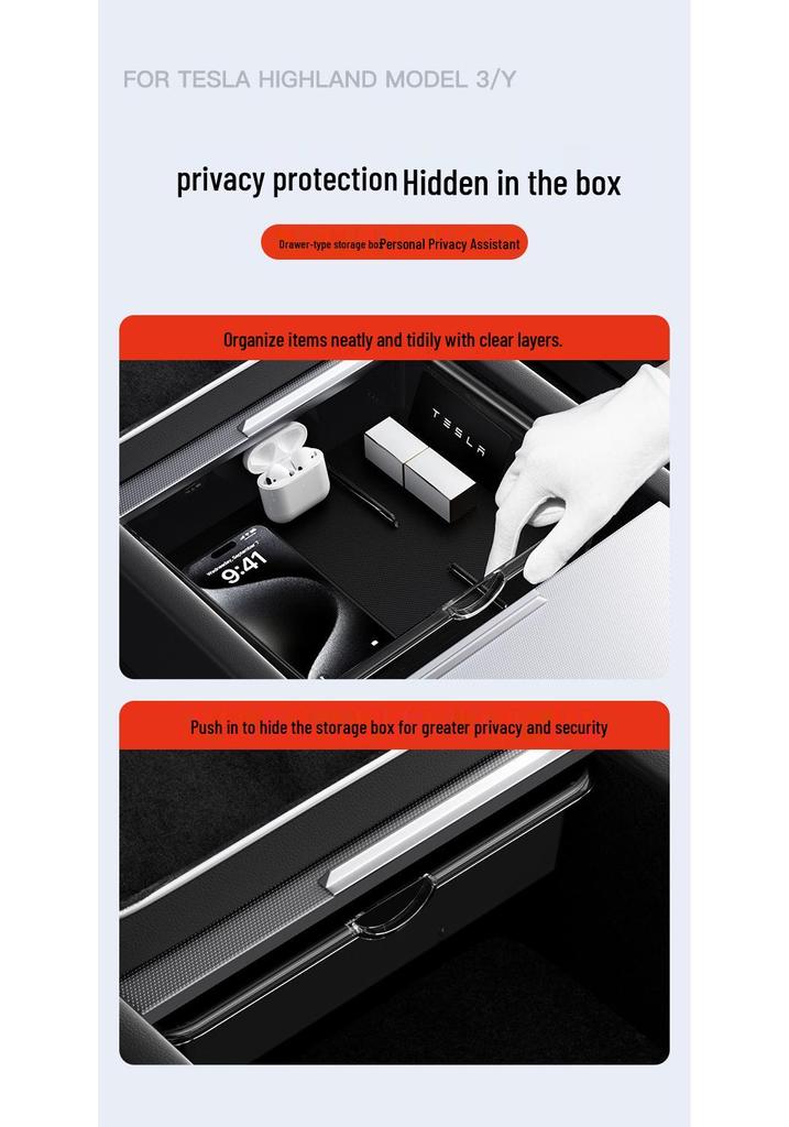 Compatible Storage Organizer for Tesla Center Console: Model Y/3/YL Armrest Accessories