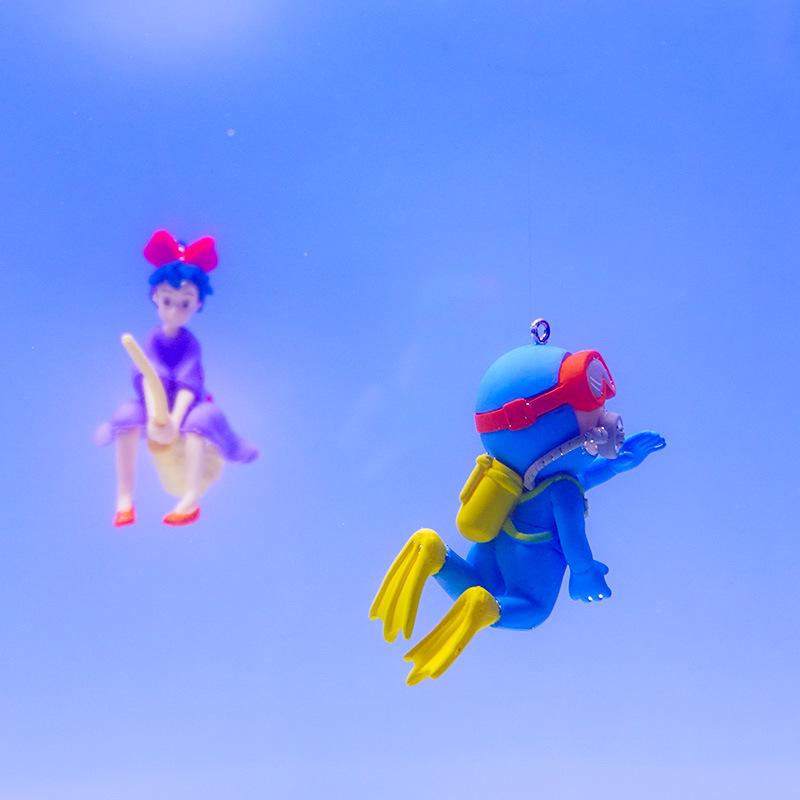 Blue Diver Fish Tank Ornament Set - Floating Aquarium Decoration Gift