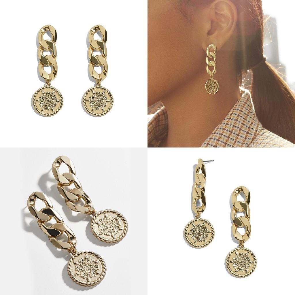 Elegant Gold Plated Alloy Hoop Earrings Modern Chain Braided Design For Women