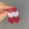 2PCS Brincos de Pino Românticos de Coração Rosa para Mulheres Meninas Fofos Amor Vazado Conjunto de Brincos Gangster Joias de Personalidade Nova Moda Presentes