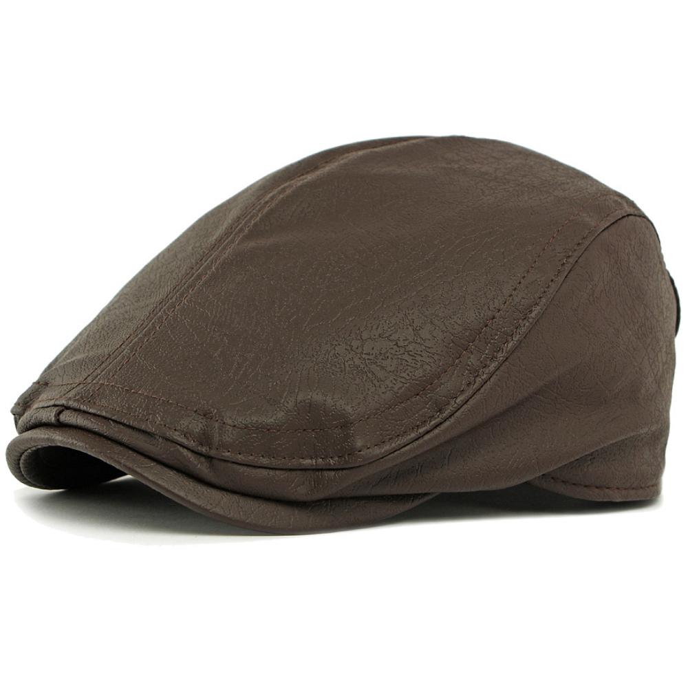 

HT4867 Berets Classic PU Leather Hat Caps for Men Women Artist Painter Beret Hat Male Female Ivy Flat Cap Adjustable Beret Caps 55-59cm Adjustable кавовий