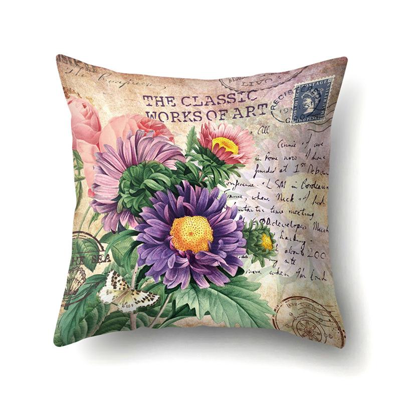 Polyester Pillowcase Automobile Decoration Retro Print Pillowcase Waist Cushion Cover Tower Bedside Cushion Cover
