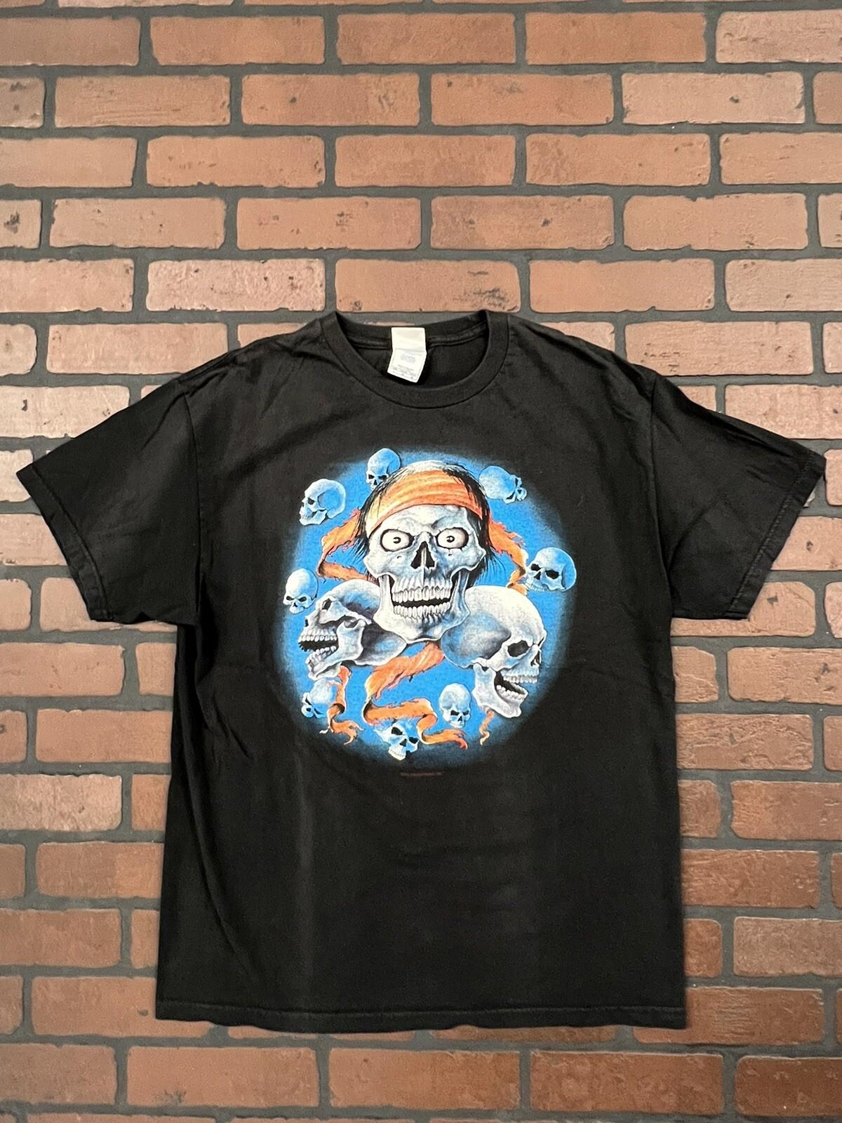 Vintage Biker Y2K Thunder sportswear Tennessee River Skulls T Shirt large S разноцветный
