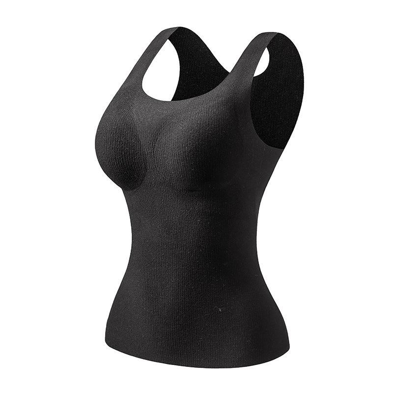 Square Neck Thermal Tank Top With Built In Bra M чёрный