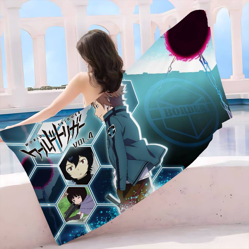Anime Cartoon World Trigger Microfiber Printed Beach Towel Mountain Climbing Yoga Beach Swimming Running Absorbent Soft Towel