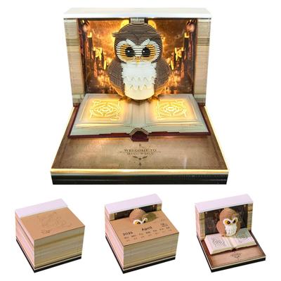 3D Stolní kalendář s vyřezávaným stromem a LED světlem, odtrhávací dekorativní panda kalendář, vánoční dárek pro kolegu, přítele