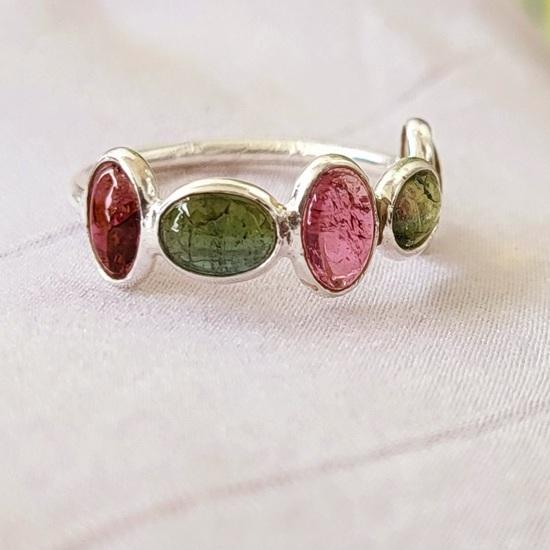 Tourmaline Natural 925 Sterling Silver Eternity Pear Ring Sz 7 US Gift  Ring A31