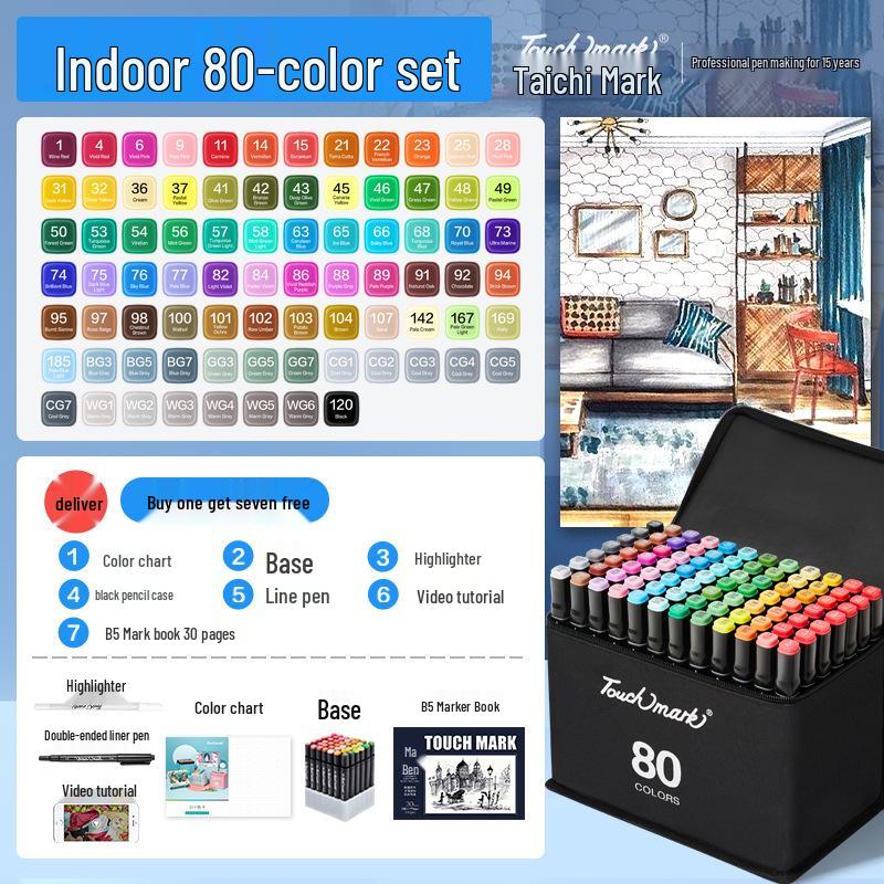 Set di Pennarelli Artistici a Doppia Punta - 120 Colori, Punta Dura, a Base Olio per Studenti