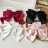 Simple Bow Hairpin with Three Layers of Soft Satin Surface, Retro Elastic Hairpin for The Back of The Head.