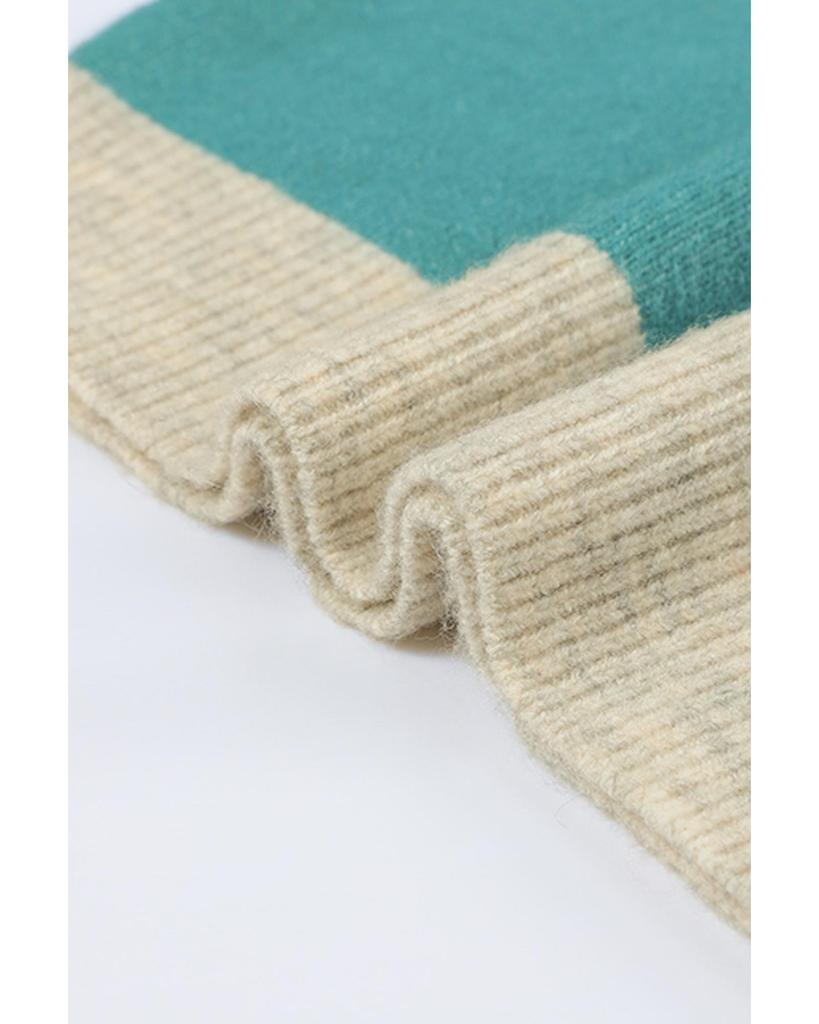 Azura Exchange Colorblock Ribbed Trim Round Neck Sweater