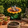 Sunflower Bird Bath Iron Art Flower Garden Stake Bird Drinking Station  Courtyard Decor