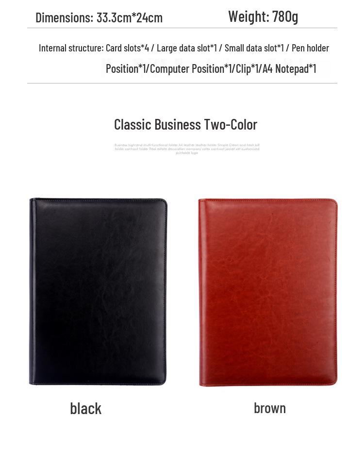 A4 Leather Business Folder with Calculator and Notepad Holder