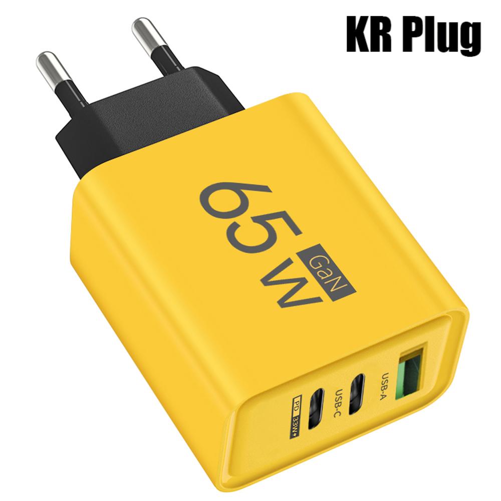 65W GaN USB Phone Charger Type C Fast Charging 3 Ports Phone Adapter For iPhone 15 Samsung Xiaomi  EU/US Plug Wall Charger
