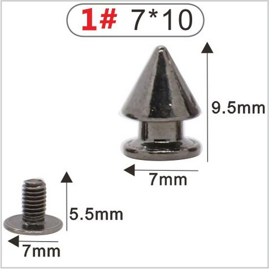 Punk Spike Alloy Bullet Rivet Horn Cone with Base Screw for Apparel, Bags, Shoes