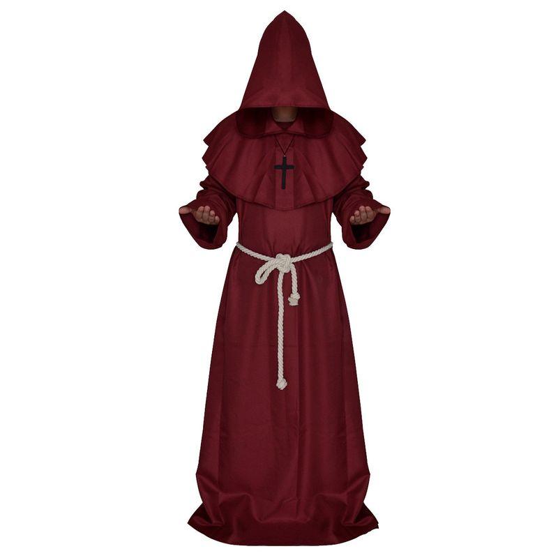Mittelalterliches Mönchskostüm Zauberer Priester Cosplay Kostüm Neues Halloween Sensenmann Robe Cosplay Rollenspiel Kostüm