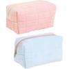 2Pcs Plush Makeup Bag Cosmetic Bag for Women,Zipper Large Solid Color Travel Toiletry Bag Travel Make Up Toiletry Bag Washing Pouch