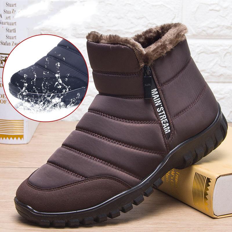 Waterproo Winter Boots Men Plush Warm Snow Boots Men Flat Casual Winter Shoes Non-Slip Ankle Boots Cotton Boots Large Size 47