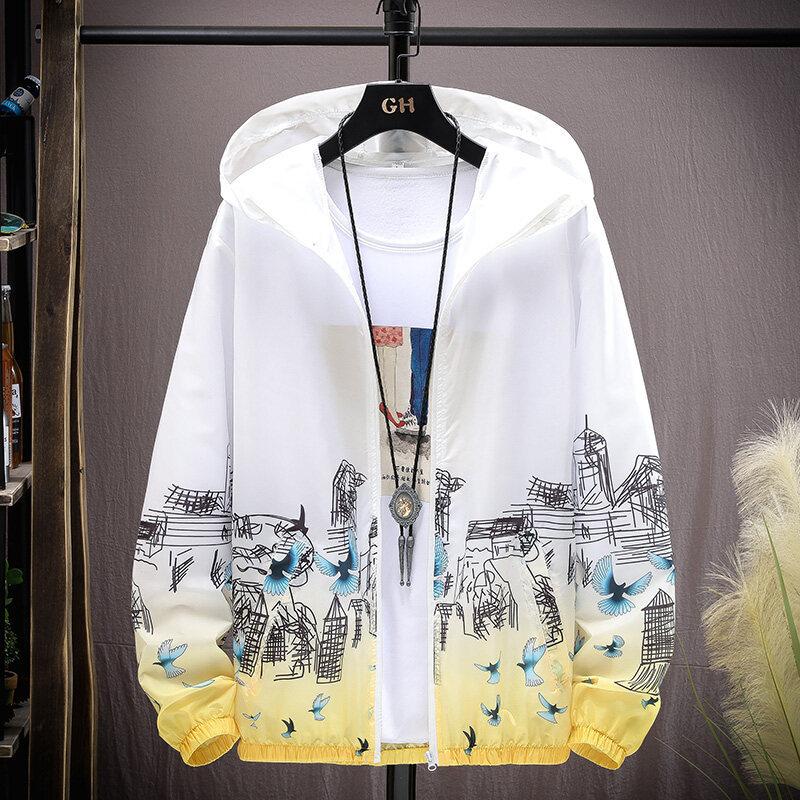 

2025 одежда из ледяного шелка быстросохнущая солнцезащитная одежда летняя мужская куртка с воротником-стойкой тонкая куртка для улицы дышащая мужская солнцезащитная одежда верхняя одежда 5XL [recommended about 195-105 kg]