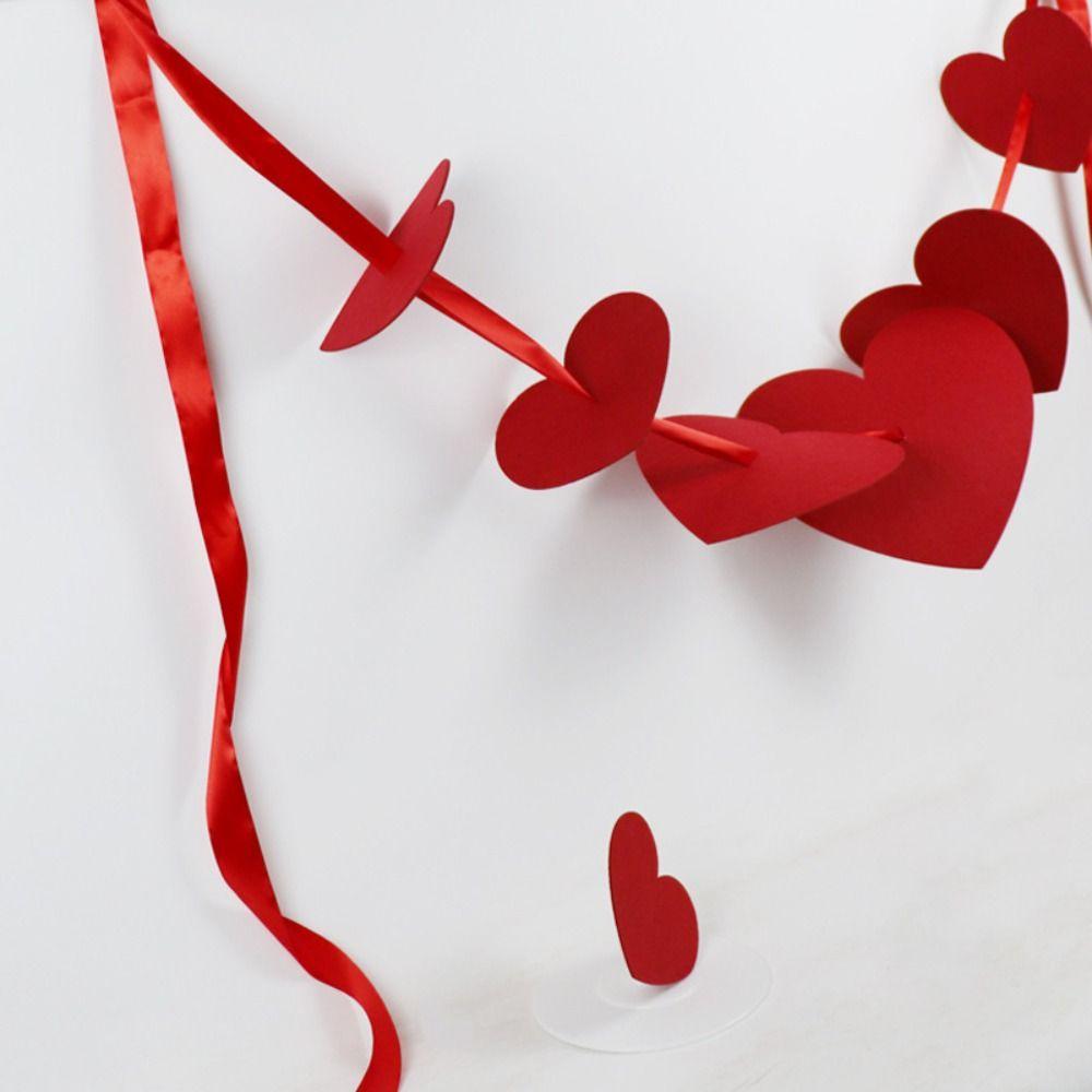 Red Heart-Shaped Banner 300cm Valentine's Day Banner Durable Wedding Banner Garland  Proposal Event