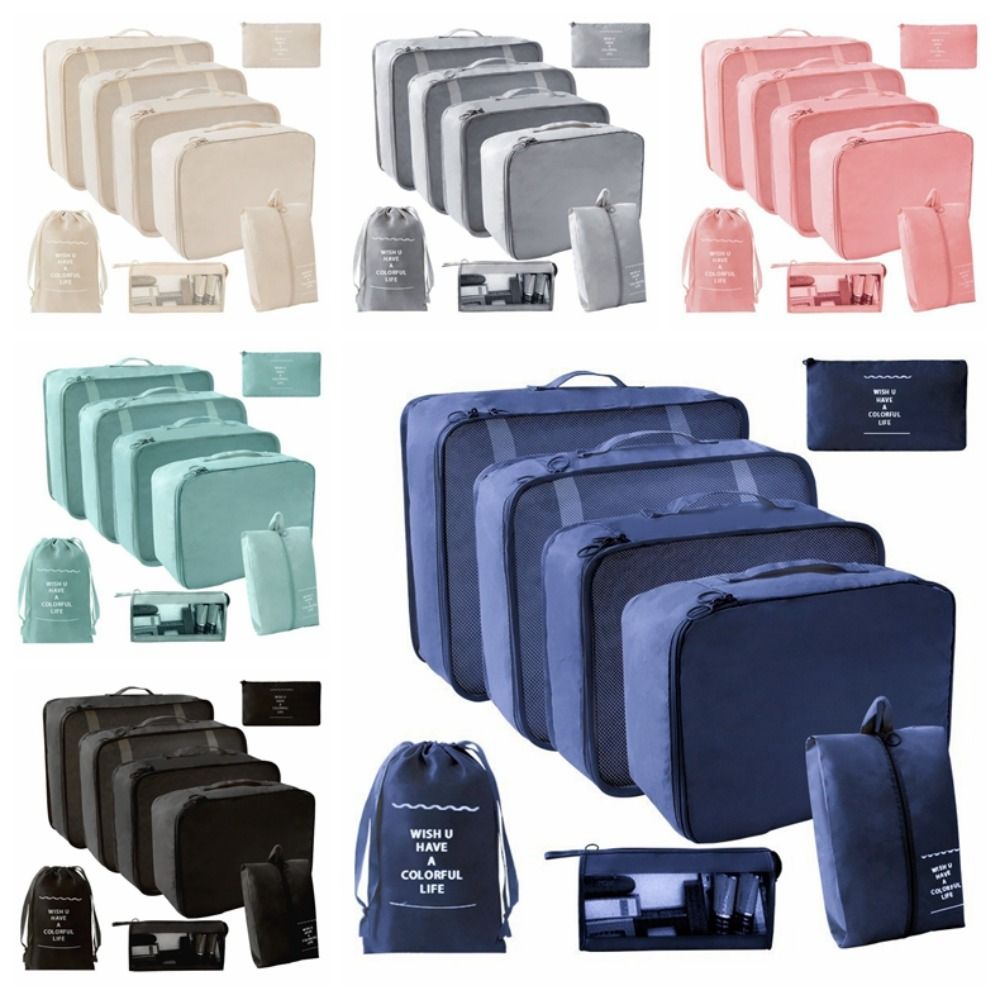 8 PCS/Set Large Capacity Travel Storage Bag Set Polyester Suitcase Organizer  Wardrobe