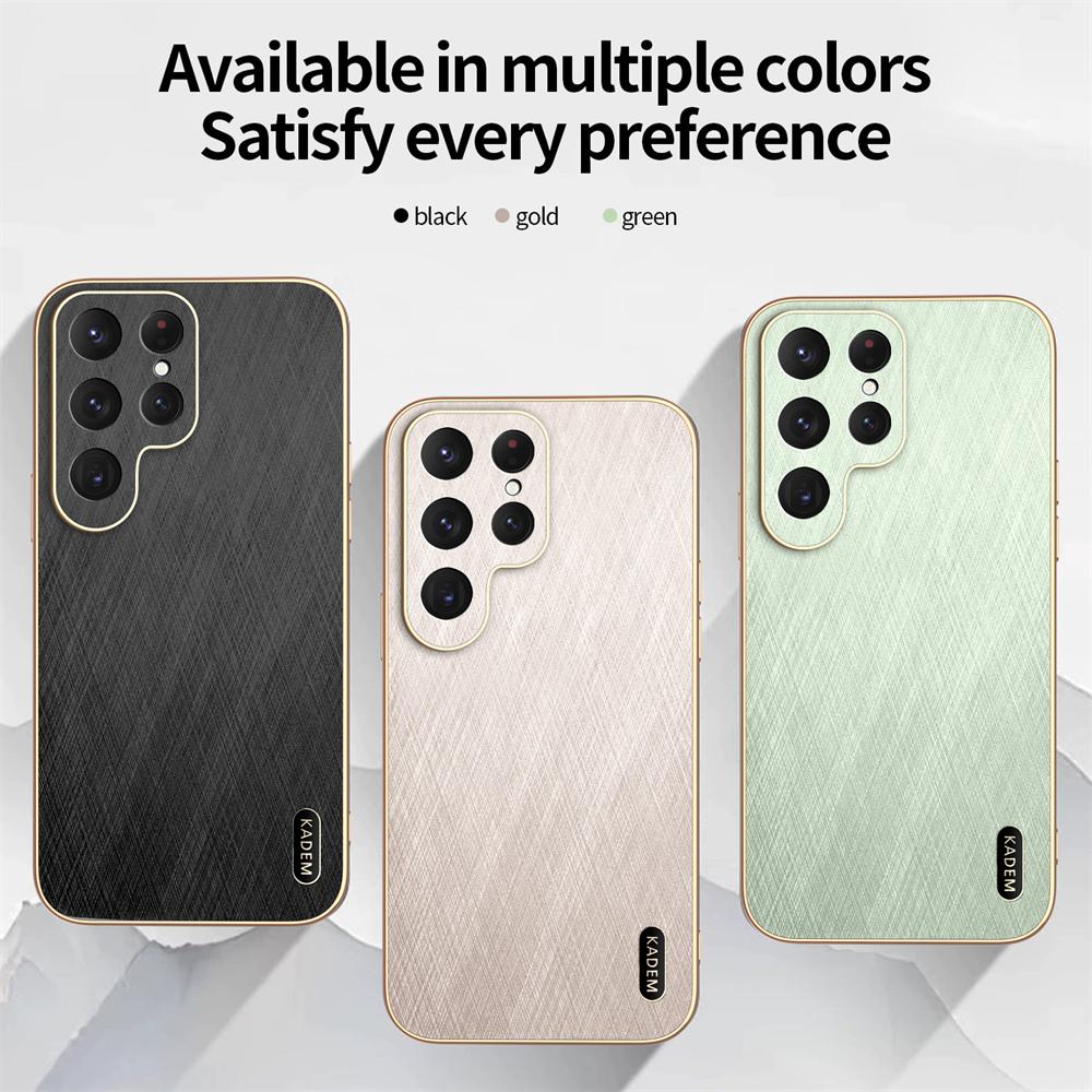 Étui de téléphone plaqué or avec texture cuir de soie pour Samsung Galaxy A55 A54 A53 A52 A35 A16 A06 A34 A33 5G, coque rigide électroplaquée
