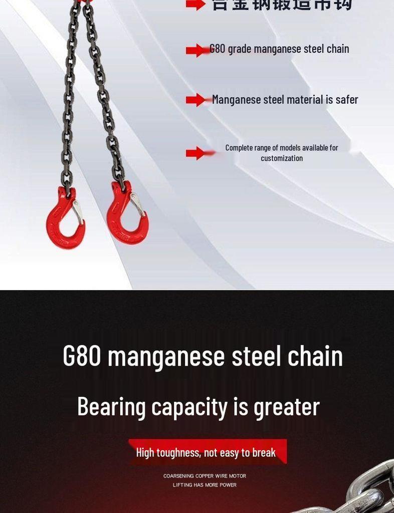 Double & Four Hook G80 Manganese Steel Lifting Chain Sling for Crane Hoist
