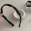 Twisted PU Leather Headbands Elastic Woman Makeup Headband Exaggerated Adjustable Rock Punk Style Hairband Anti-Slip