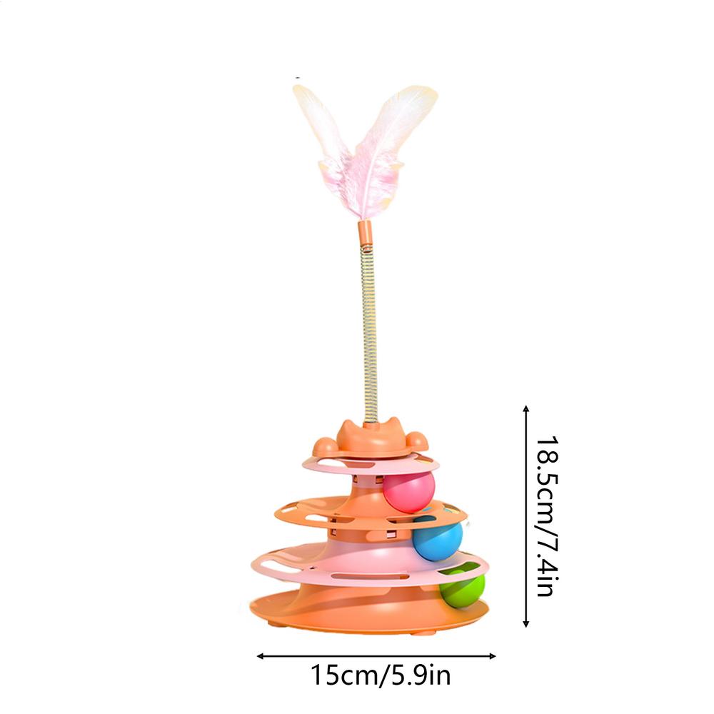 Cat Ball Track Kitten Boredom Relief Turntable Cat Tower Toy Tower Turntable Roller Balls Toys With Rotating Ball Tunnel Track