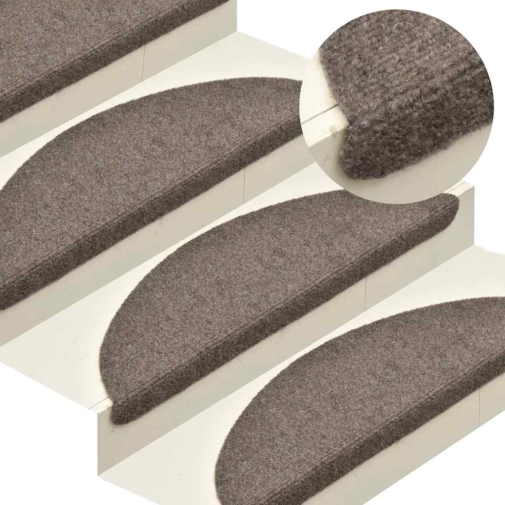 Self Adhesive Stair Treads 30 pcs 65 x 21 x 4 cm Beige Semi Round Large