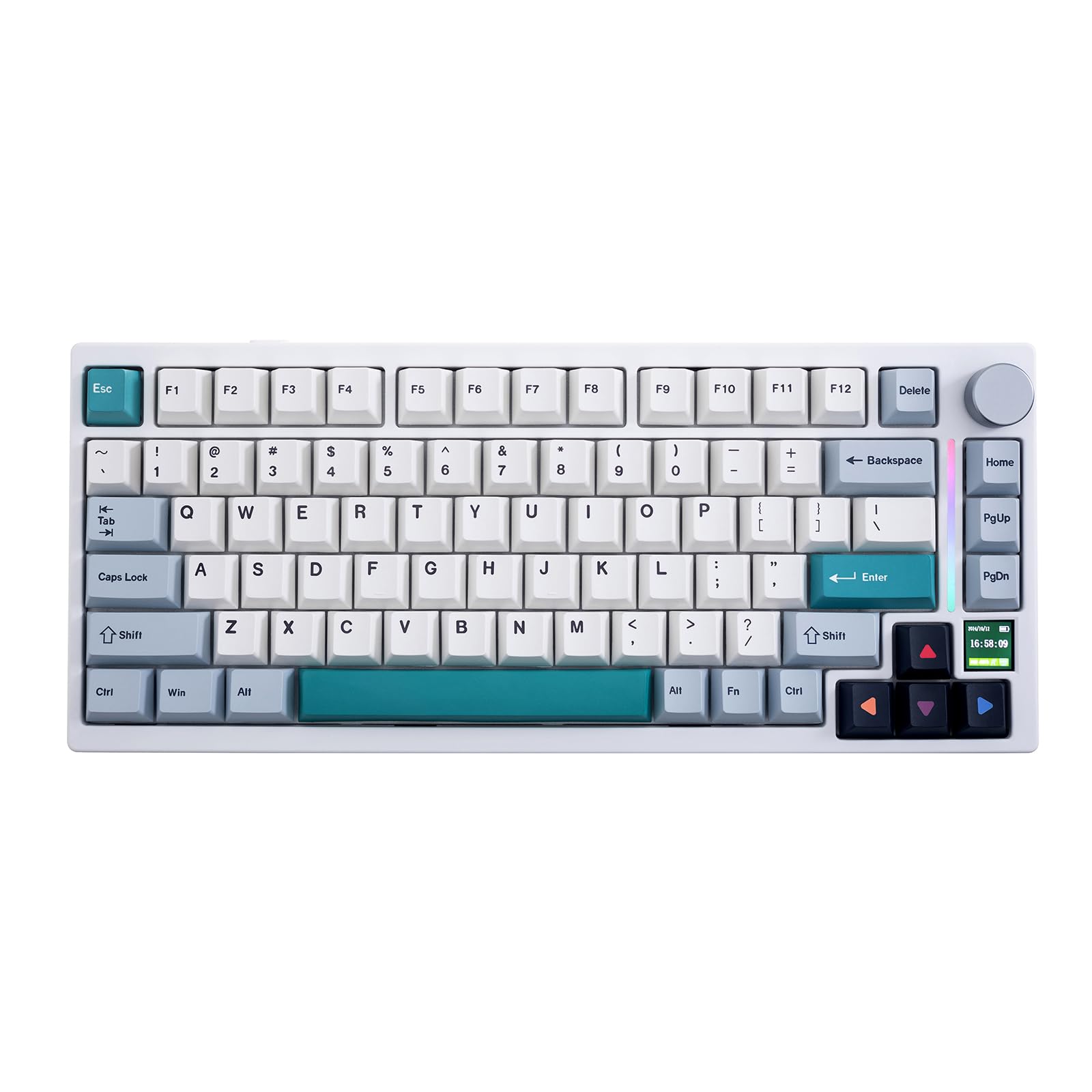 

GK GAMAKAY TK75-V2 Mute Mechanical Keyboard with TFT Screen and Knob, 75% Wireless Hot Swappable, Bluetooth2.4GHzUSB-C, RGB PBT Cherry Profile