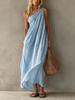 Women One Shoulder Draped Maxi Dress Casual Asymmetric Hem Beach Vacation Dress