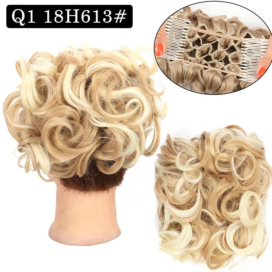 Combs Messy Bun Hair Piece Curly Dish Hair Buns Extension Thick Chignon Hairpiece Clip in Ponytail Scrunchies Hair Pieces for Women