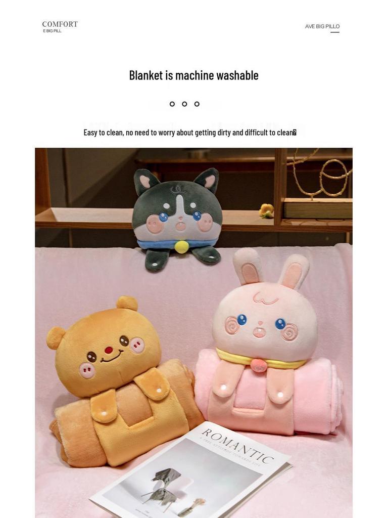 3D Cartoon Plush Doll Blanket - Office Nap & Air Conditioning Cover, Gift for All Ages