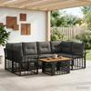 Garden Sofa Set 7 Pieces Black and Dark Grey Poly Rattan