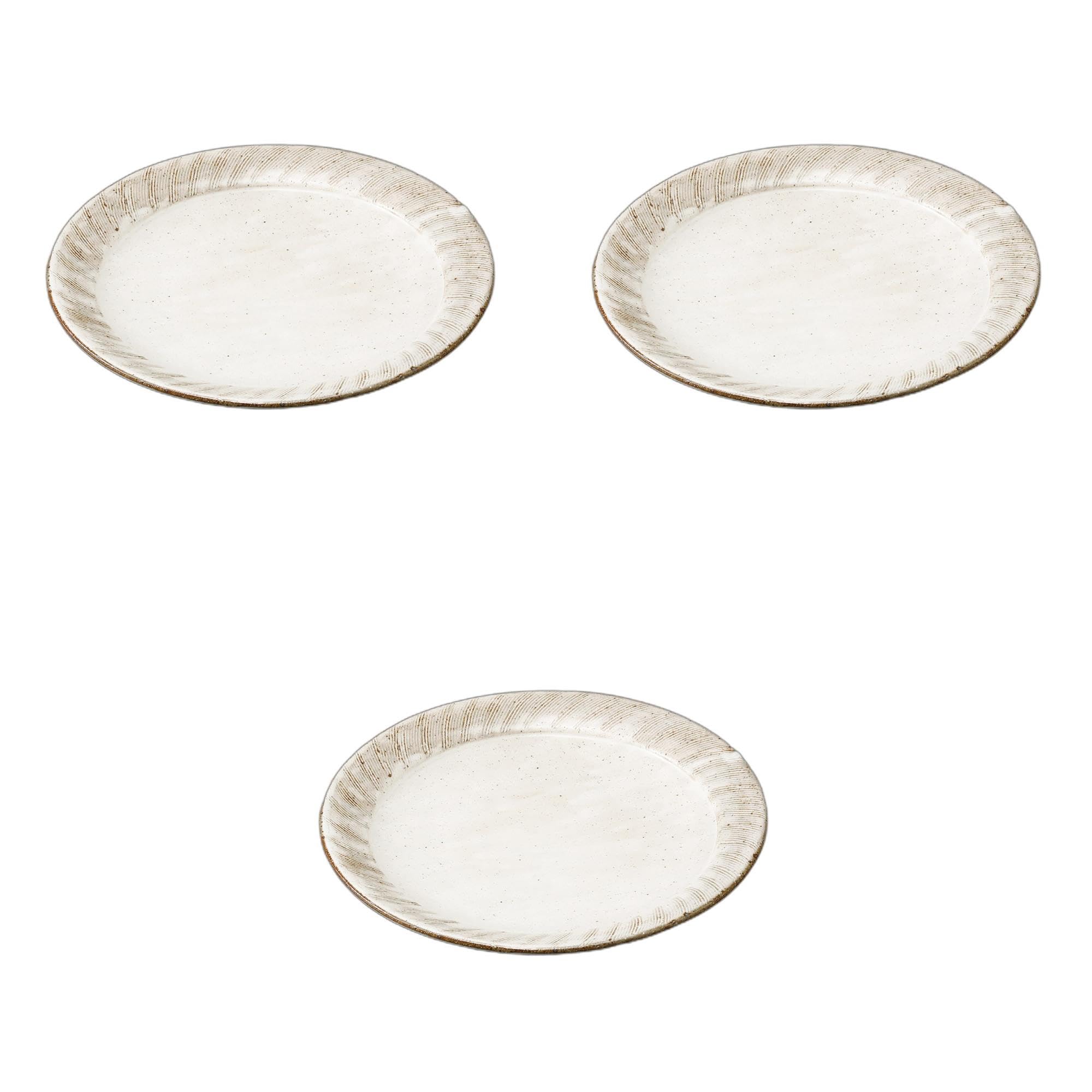 

Набор из 3 круглых сервировочных тарелок Кохики Кушиме с резьбой x Керамические сервировочные тарелки от Setomonohonpo [25 3.5см]