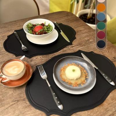 Inyahome 2PCS Retro Dining Table Mat Elegante Almofada de Isolamento Térmico com Couro e Nórdico À Prova D'Água para Refeições Ocidentais