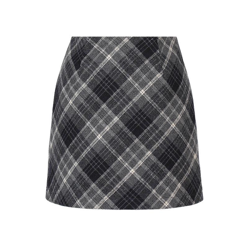 Women s High Waist Plaid Midi Pencil Skirt - Autumn/Winter Slimming Versatile L